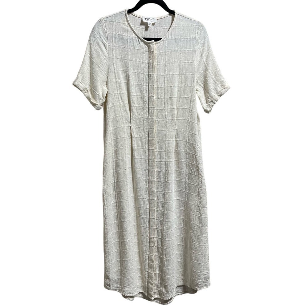 Evidnt Los Angeles Linen Blend Textured Woven Minimalist Midi Dress Women's M